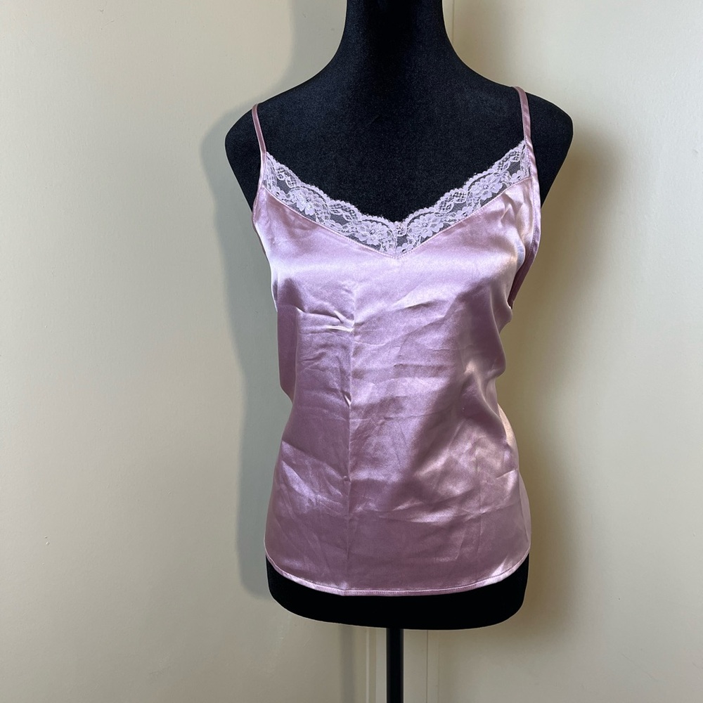 Adore Me Blush Satin Camisole with Lace Trim